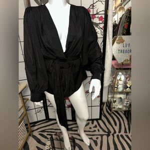 Black belted peplum blouse